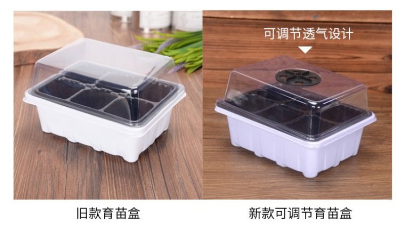 6孔12孔透气育苗盆三件套植物培养播种盒保温湿塑料育箱