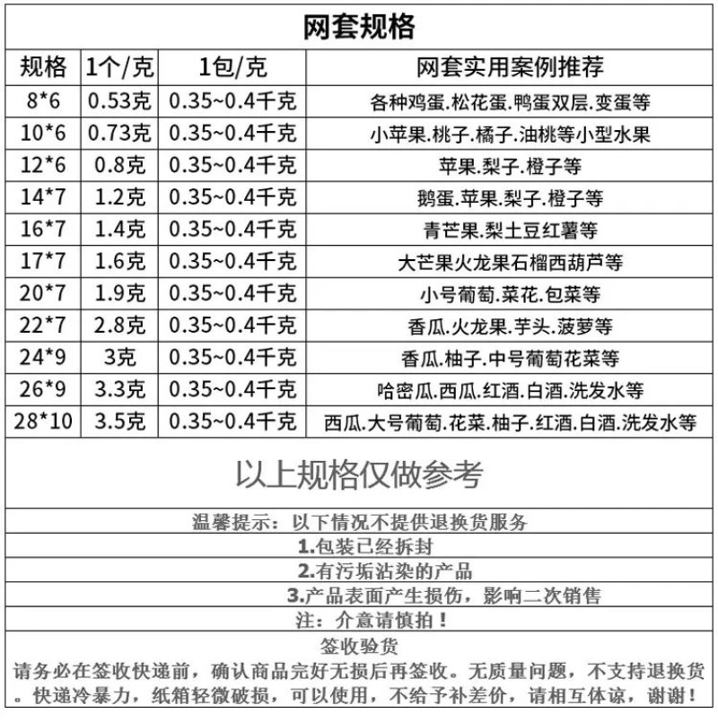 水果网套防震保护套泡沫塑料网兜网袋苹果包装网套批发