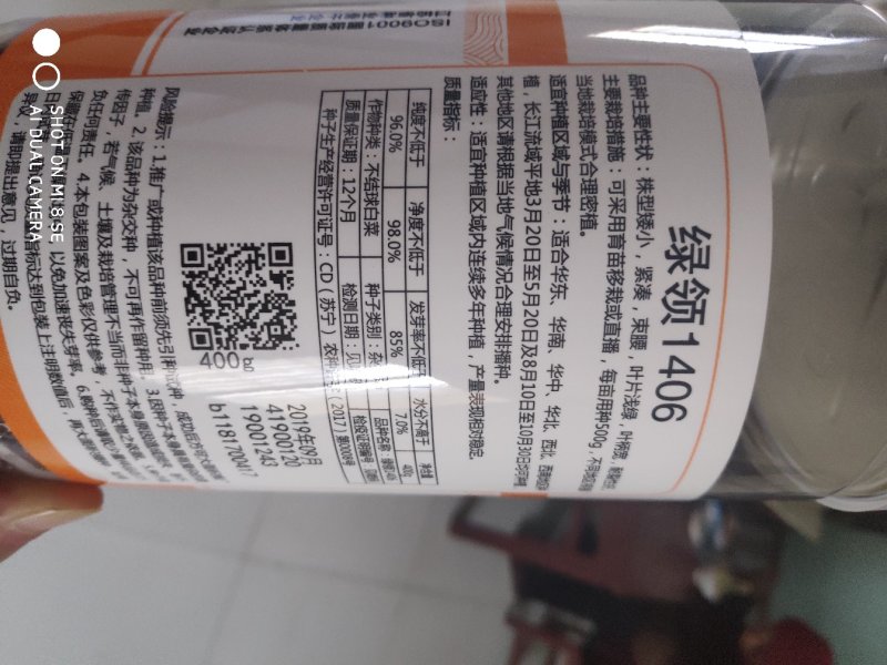 绿领1406青梗菜种子
