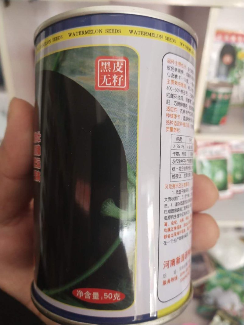黑元宝西瓜种子黑皮无籽圆形大红瓤蜡粉浓