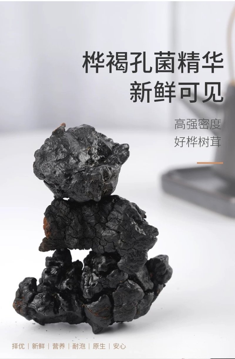 桦树茸俄罗斯稀有黑金结晶体桦树茸精品黑色油块状包邮