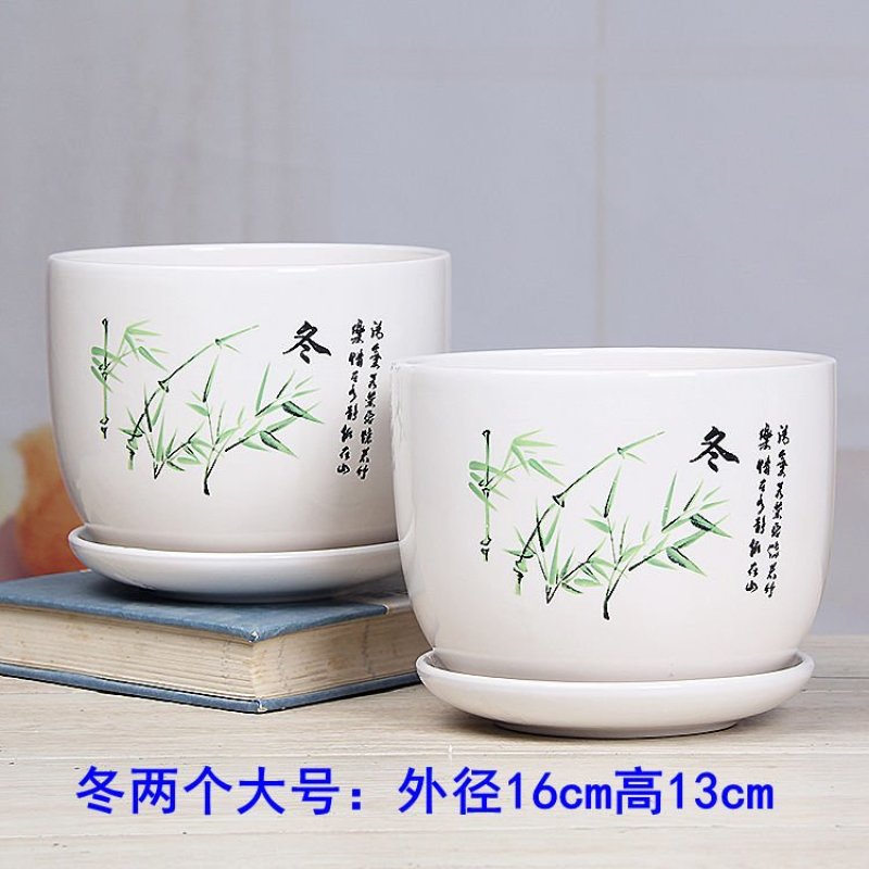 花盆陶瓷两个大号特大号清仓带托盘吊兰绿萝简约创意盆栽多肉