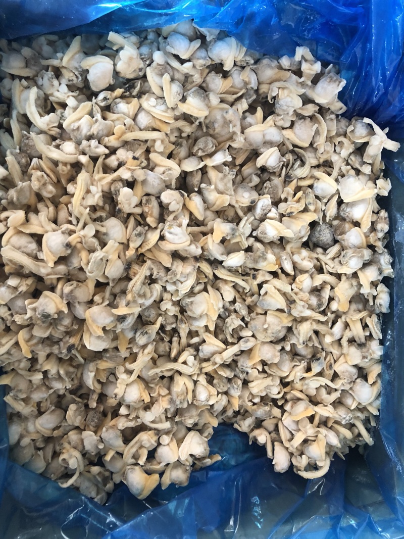花蛤肉出口碎肉干冰无沙图片实拍大规格中规格
