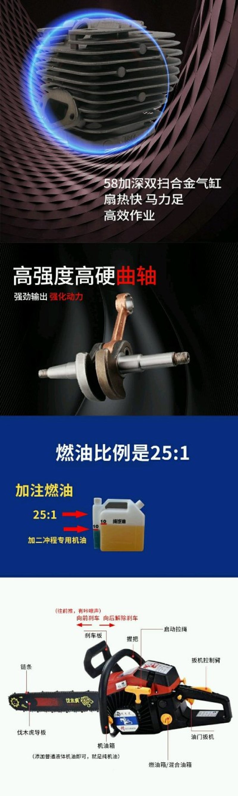 汽油大功率伐木锯油据家用砍柴锯木工锯砍树机伐木机
