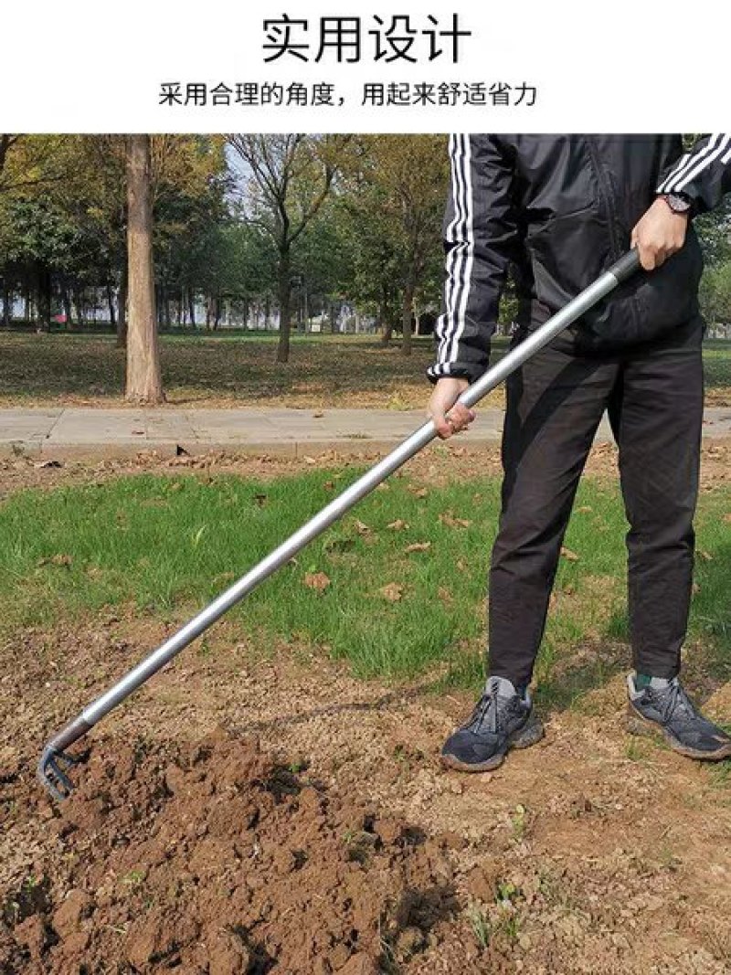 农用挖土开荒耙子神器园艺工具三齿户外翻地松土扒子家用种菜