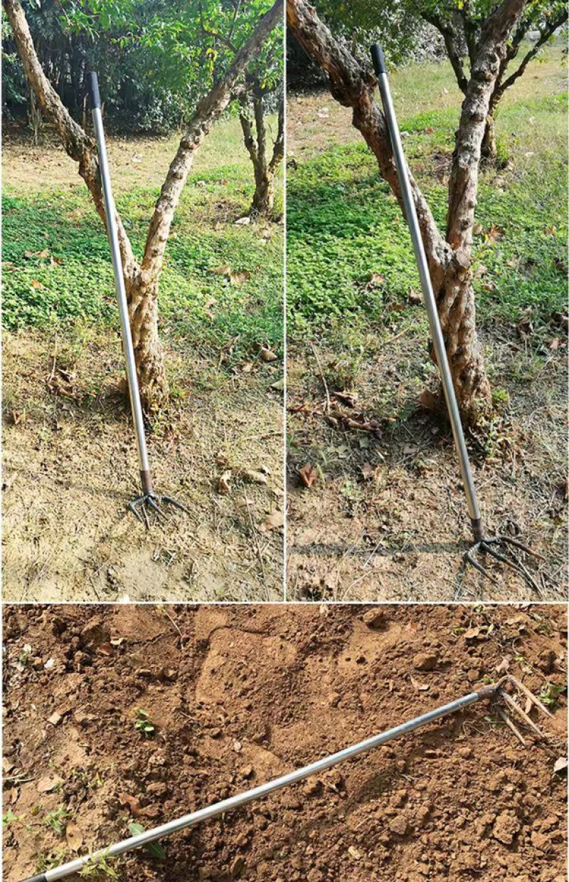 农用挖土开荒耙子神器园艺工具三齿户外翻地松土扒子家用种菜