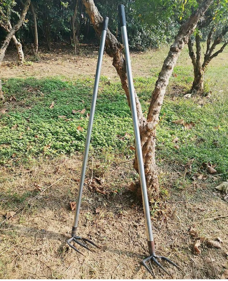 农用挖土开荒耙子神器园艺工具三齿户外翻地松土扒子家用种菜
