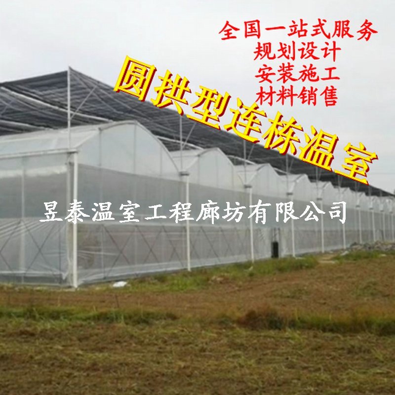 圆拱连栋温室智能连栋棚薄膜蔬菜大棚育苗昱泰温室大棚建设