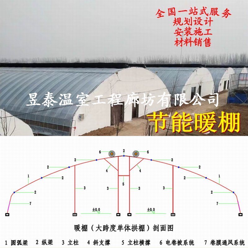 暖棚日光大棚钢架薄膜大棚蔬菜种植大棚昱泰温室大棚设计建设