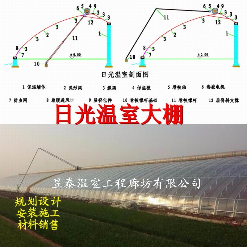 日光温室几字钢椭圆管大棚薄膜蔬菜大棚昱泰温室大棚设计建设