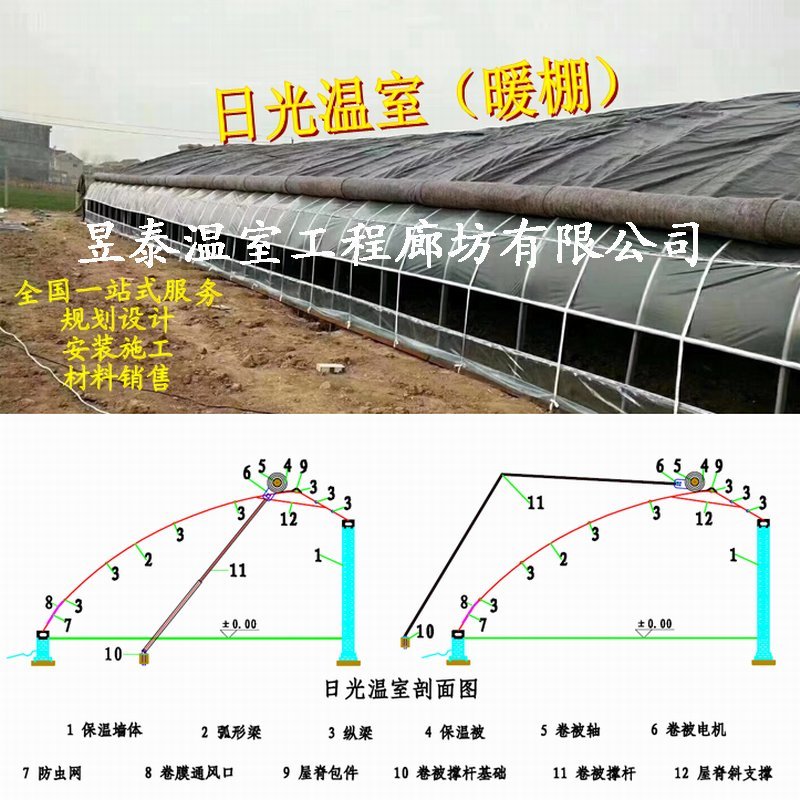 日光温室几字钢椭圆管大棚薄膜蔬菜大棚昱泰温室大棚设计建设