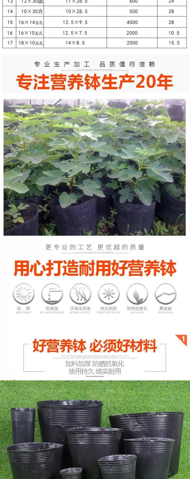 塑料花盆营养钵。一次性黑色塑料皮。双色花盆