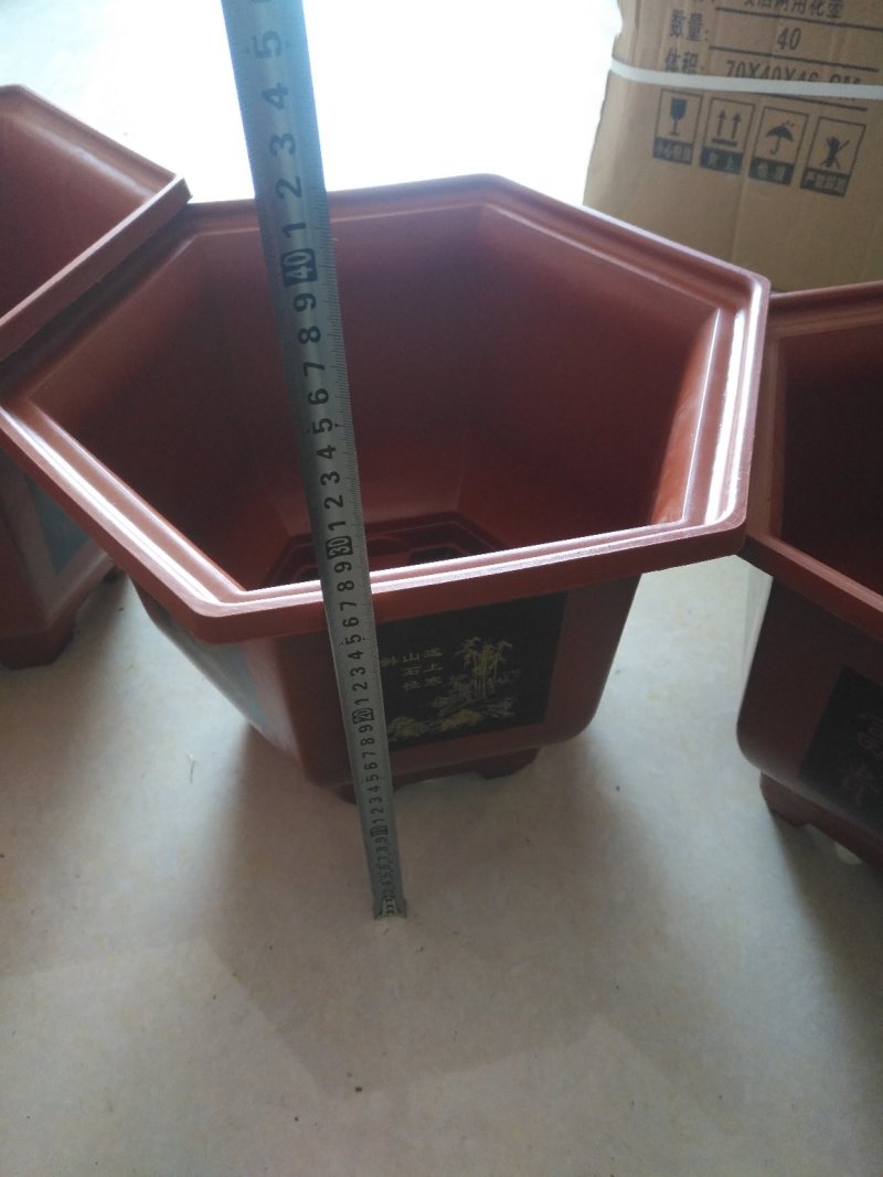 六角仿瓷花盆质地超厚超耐用