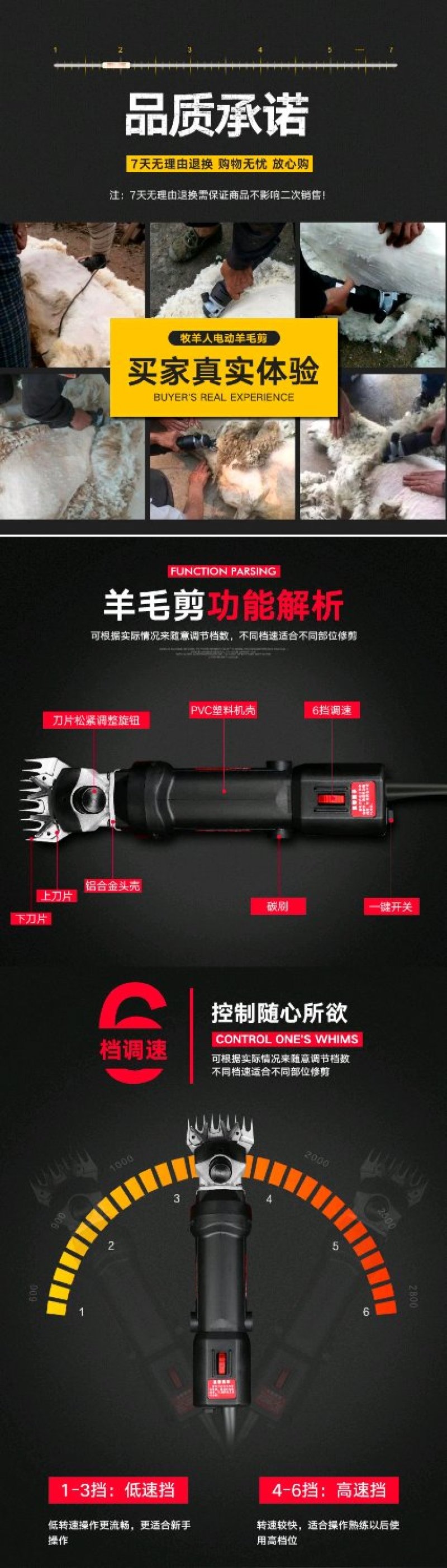 剪羊毛机子大功率羊毛电动剪剃羊毛电推子山羊绵羊修剪剪刀