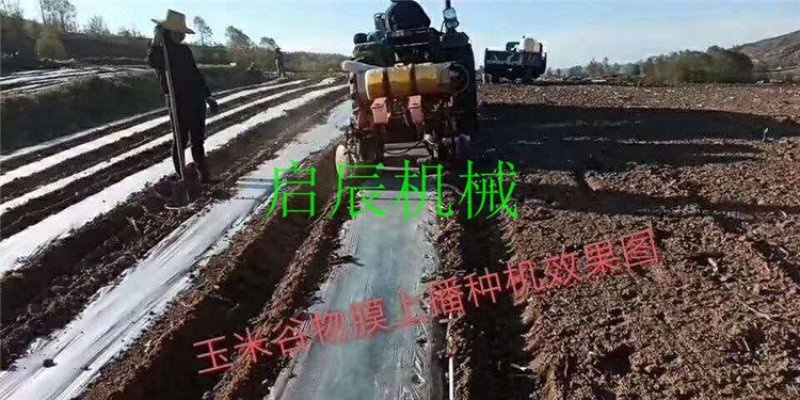 玉米膜上播种机四轮车带农用玉米谷子高梁膜上打孔免扣膜播种