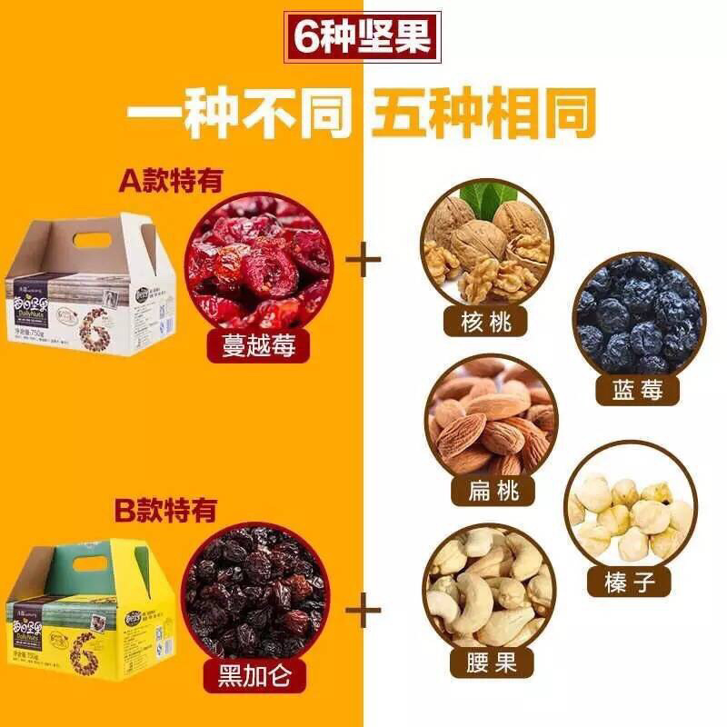 一件代沃隆每日坚果成人儿童孕妇750克混合干果礼盒装批发