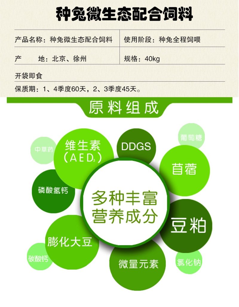 成都英美尔兔饲料养殖场种兔兔粮大袋兔子饲料母兔饲料哺乳期