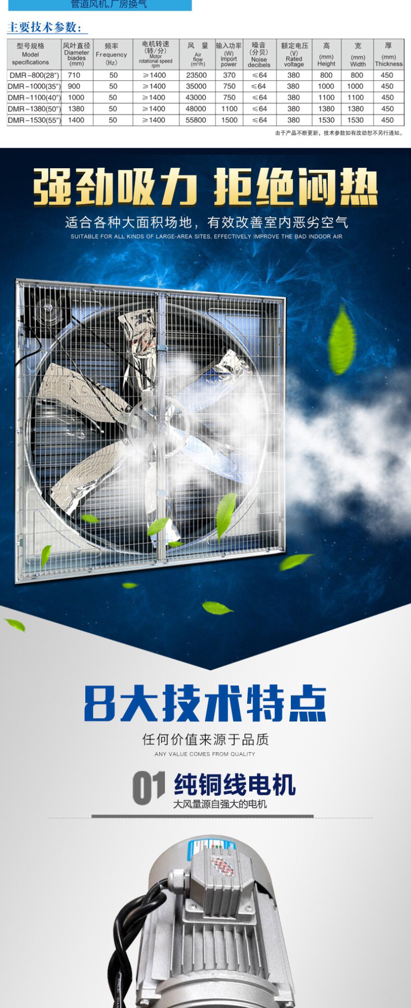 厂家直销畜牧养殖负压风机猪舍鸡舍降温通风风机