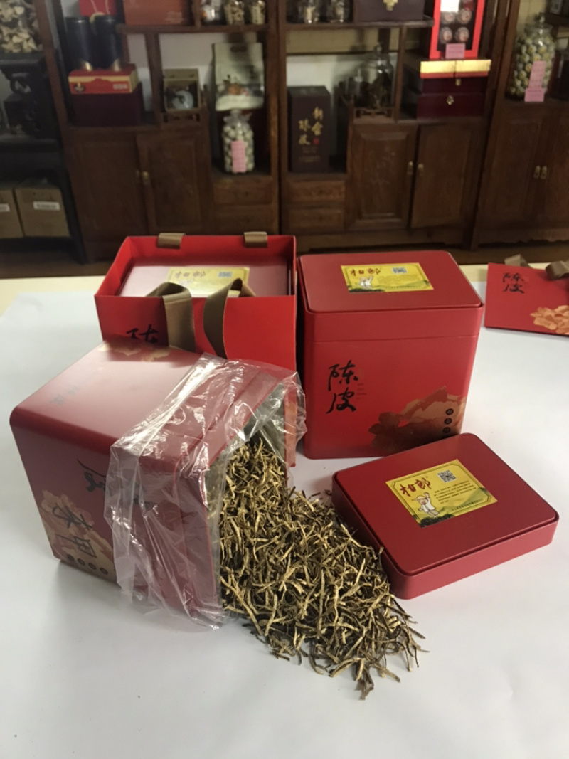 包邮正宗新会核心产区东甲村5年陈皮丝礼盒装送礼佳品