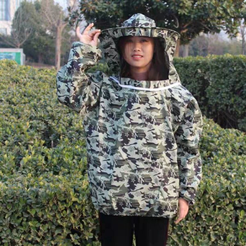 防蜂衣透气全套专用迷彩防蜂服养蜂服半身防蜂帽透气型养蜜蜂