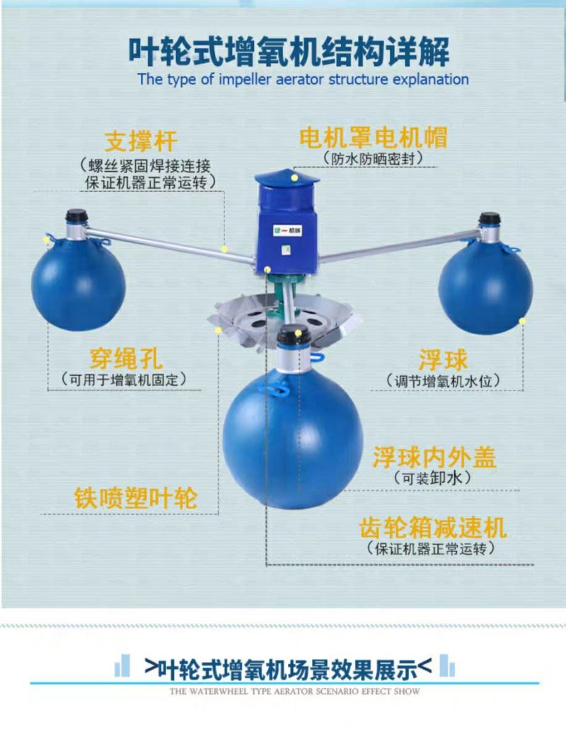 全新鱼塘增氧机泵叶轮式增氧机曝气式鱼塘增氧机