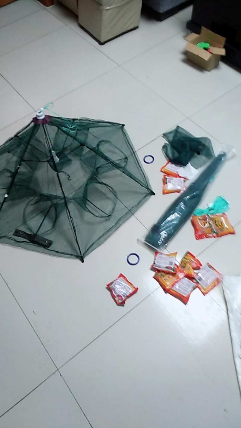 虾笼龙虾网渔网捞鱼网抓河虾笼捕虾网伞形折叠渔笼加厚自动捕