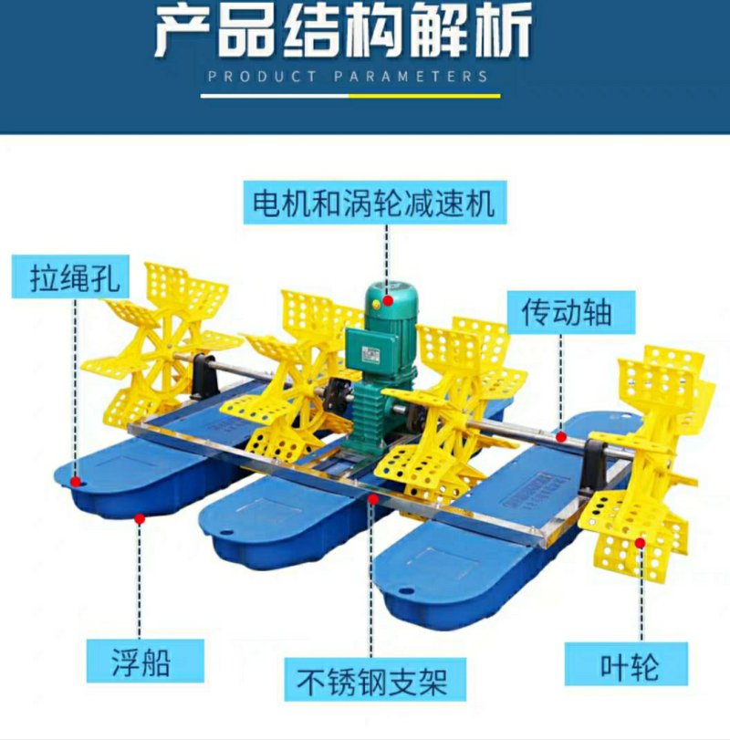 全新包邮水车式鱼塘增氧机曝气鱼塘叶轮式氧气机池塘鱼池养鱼
