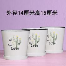 白色欧式花盆陶瓷三个大中号绿植盆栽创意简约花盆带托盘清仓