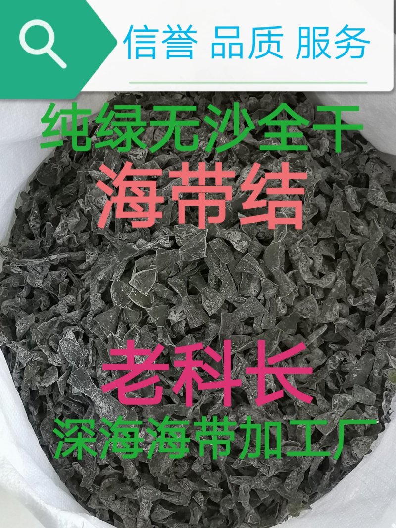 老科长海带结：厚小海带扣.每斤约580个，墨绿无沙1比8