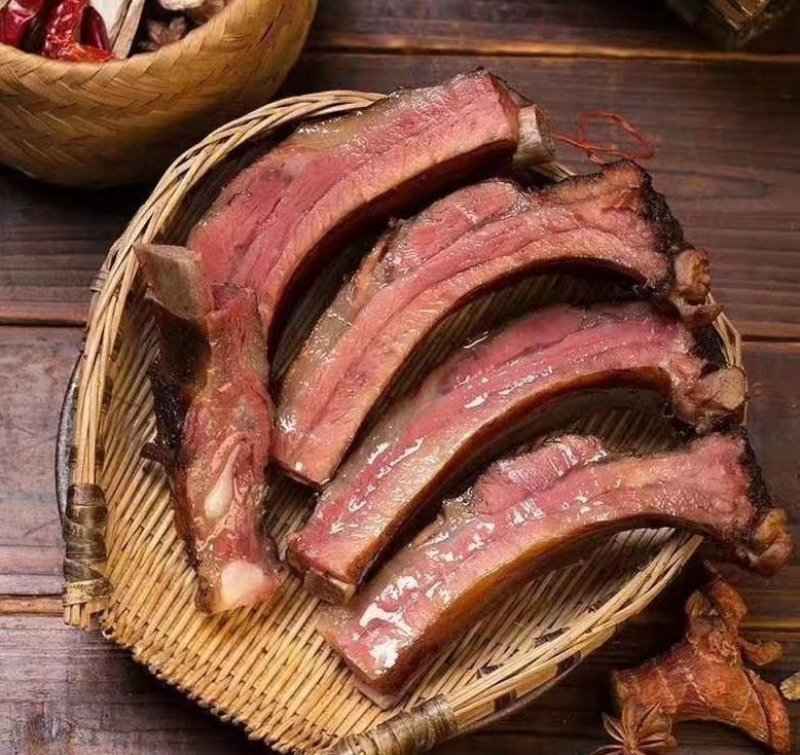 烟熏腊排骨全精排瘦排四川腊肉腊排骨批发干度好味道好
