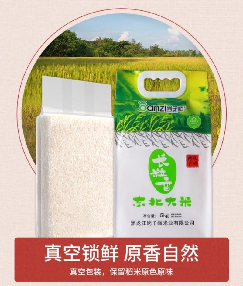 岗子峪东北长粒香大米5Kg1袋真空包装