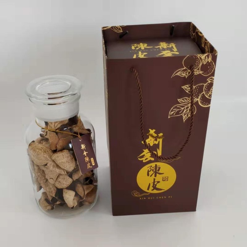 陈皮礼盒装纯干仓十年新会天马陈皮250克玻璃瓶礼盒装