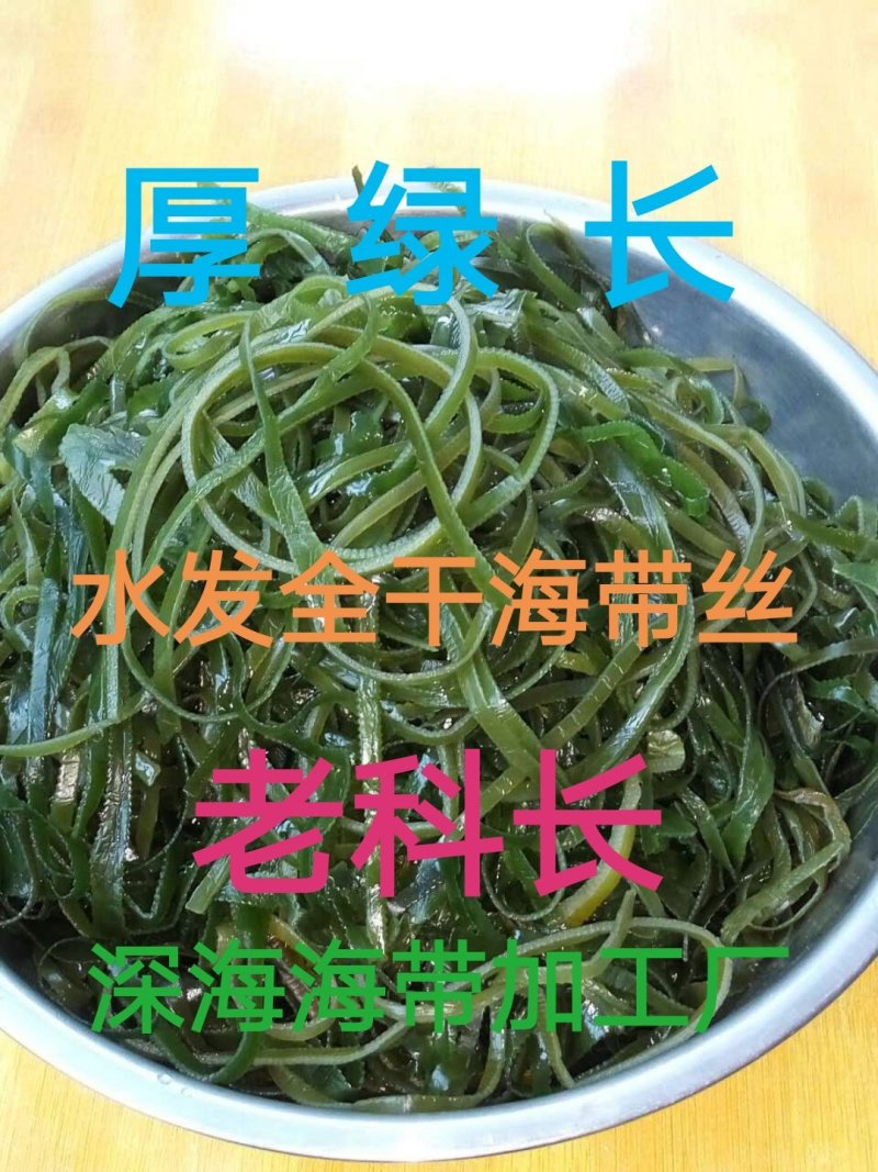 水发菜用长厚海带丝：深海厚绿干海带丝.墨绿无沙1:6泡发