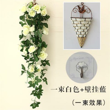 玫瑰仿真花壁挂花客厅装饰花吊篮花卉假花挂壁吊顶装