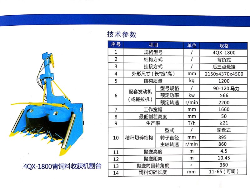大型拖拉机玉米秸秆青储机，带籽粒破碎秸秆青储机割台