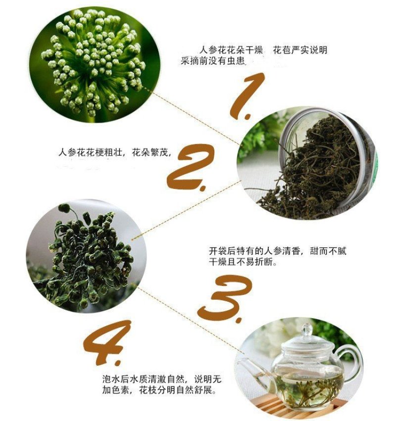 干人参花东北参花6年大花新货吉林人参批发人参花
