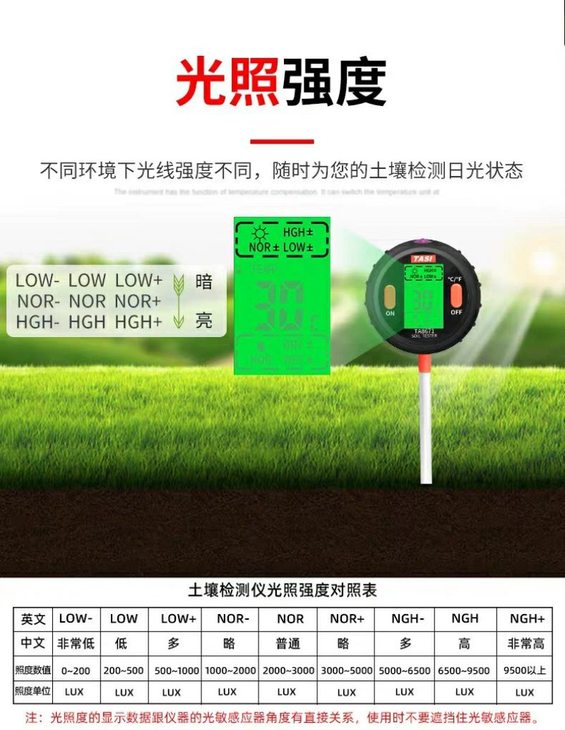 五合一包邮土壤检测仪酸度湿度计家用盆栽测花用PH值测试笔
