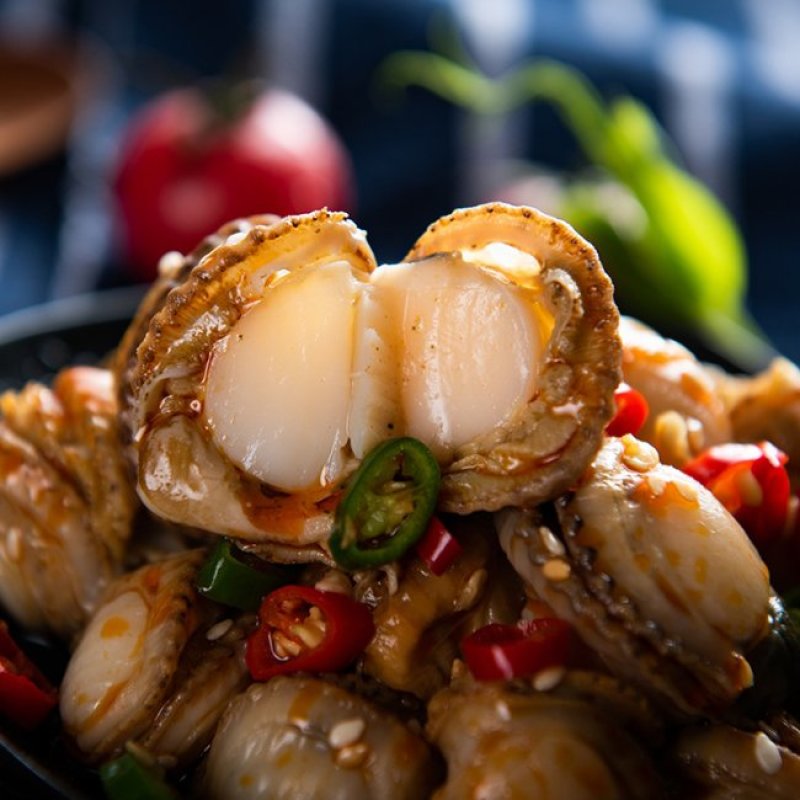 蒜蓉扇贝香辣扇贝炭烧扇贝即食扇贝