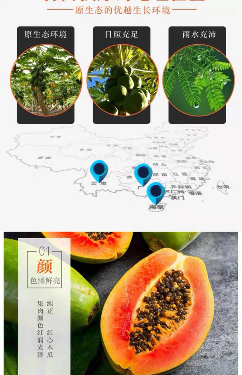 一件代发包邮，10斤甜心木瓜，坏果包赔！！