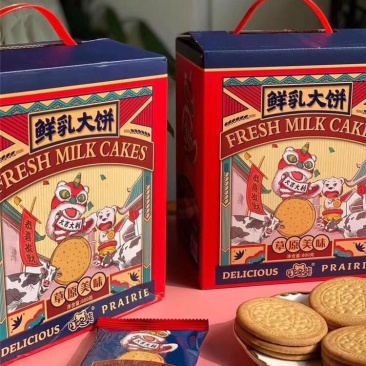 叮咚熊鲜乳大饼薄脆饼1提800g整箱内独立包装包邮代发