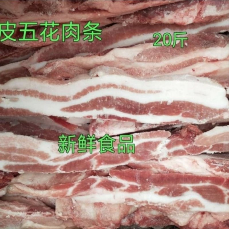 新鲜鲜冻猪肉五花肉中方条整条切块五花肉肥瘦相间大块红烧肉
