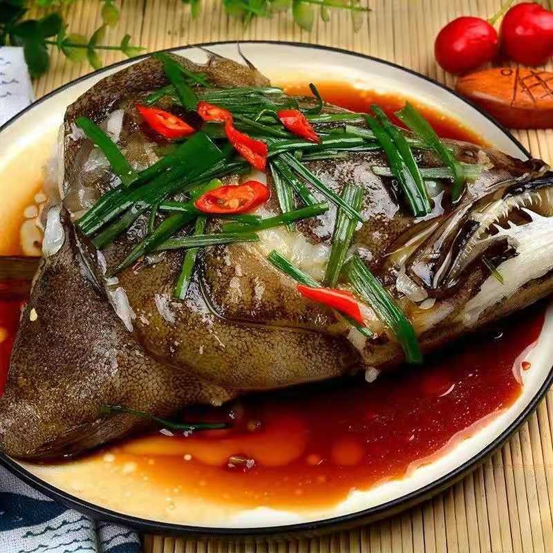 深海碟鱼头蝶鱼尾鸦片鱼头江苏海鲜水产批发鲽鱼