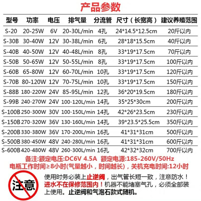 大功率增氧泵卖鱼充电氧气泵养鱼交直流两用充打增氧机