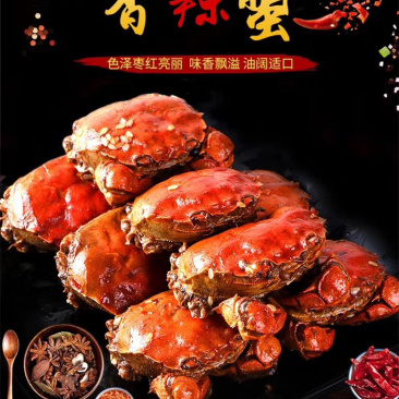 网红香辣蟹，罐装去爪小闸蟹，一件代发，350克。