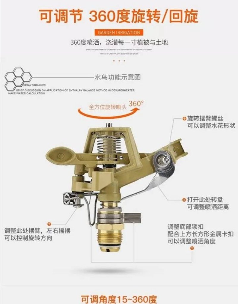 喷头360度自动旋转草坪绿化园林灌溉农用浇地洒水器绿化大