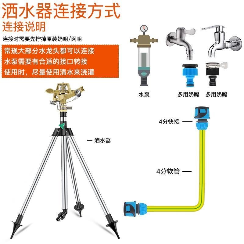喷头360度自动旋转草坪绿化园林灌溉农用浇地洒水器绿化大
