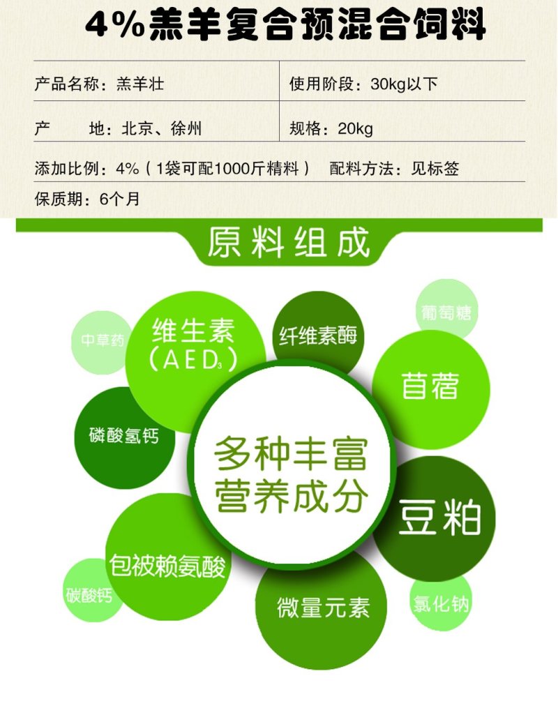 成都英美尔小幼羔羊专用复合预混和饲料促生长骨骼架子期专用