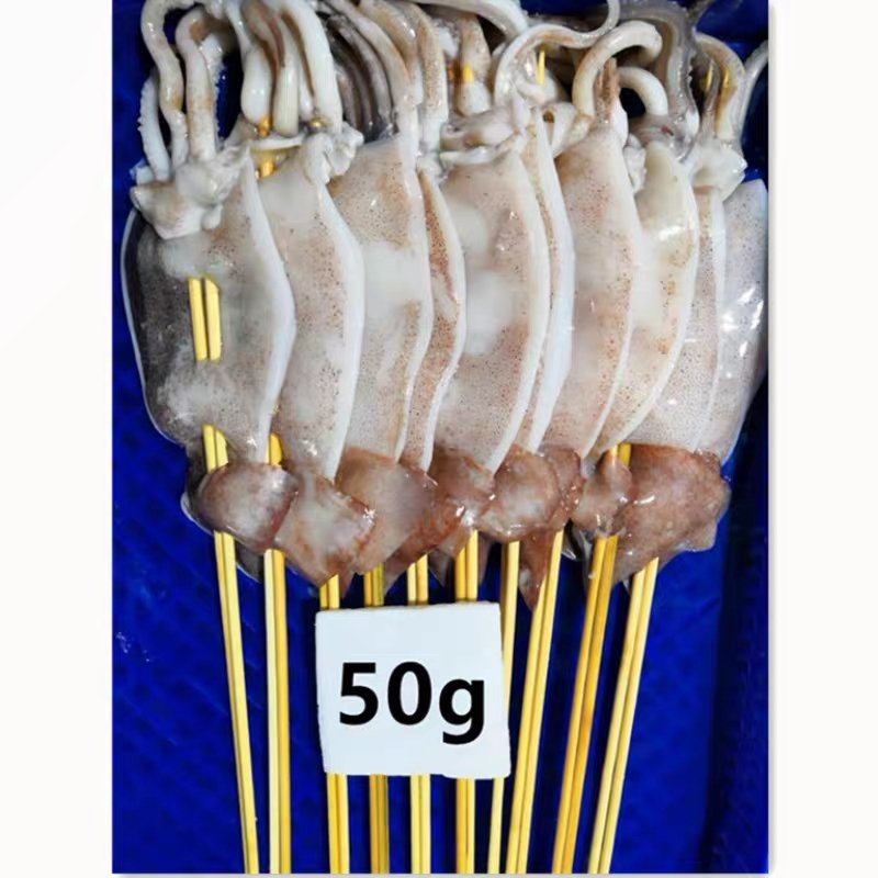 50g*100串鱿鱼板串冷冻鱿鱼片铁板鱿鱼烧烤小串包邮