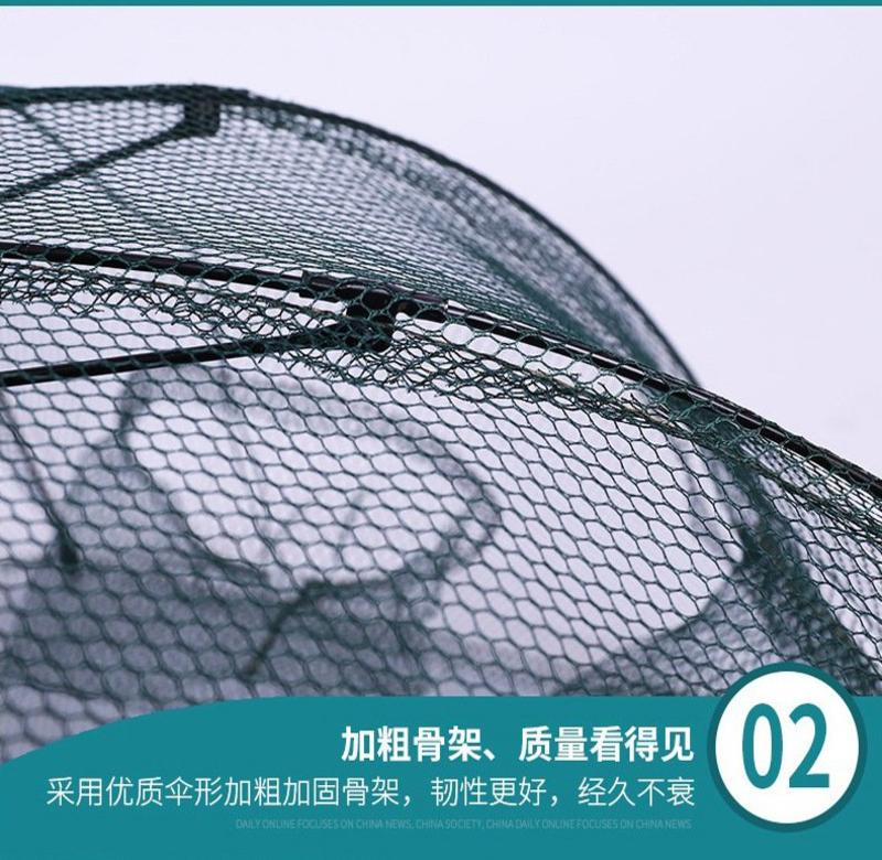 渔网虾笼伞笼伞网4洞6洞8洞自动折叠捕鱼笼