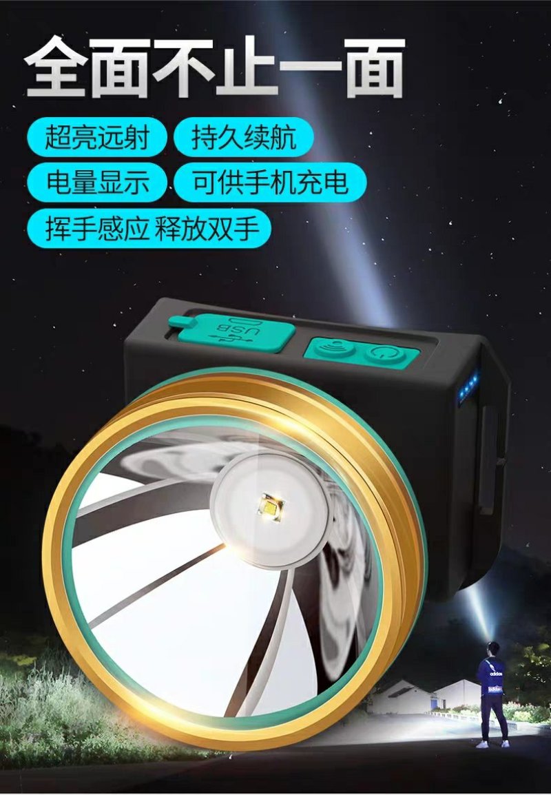 头灯强光充电超亮头戴式手电筒疝气远射家用led养殖照明灯